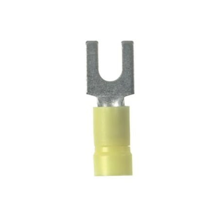 Panduit Fork Terminal, #10 Stud Size, 10 AWG, 600 V, Vinyl Insulated, Yellow, 50 PK PMV6-5F-L